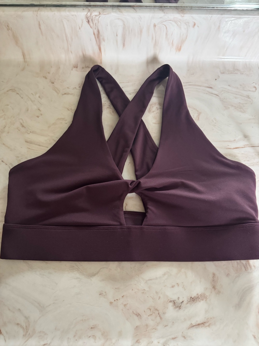 Fabletics Deep Plum Oasis Twist Sports Bra